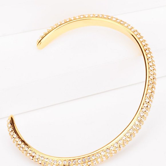 18K Gold-Plated Rhinestone Open Bracelet For Women - Picture 3 of 3